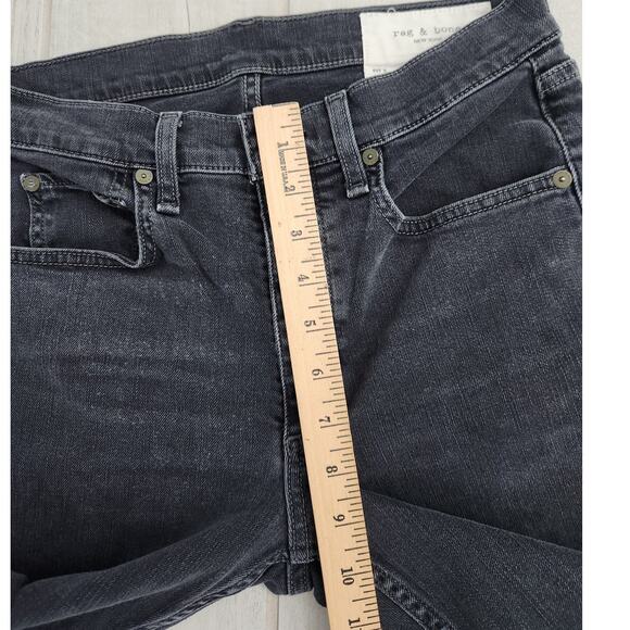 Rag & Bone Jeans Size 29 Fit 2 Slim Denim Pants Button Fly Black Cotton Stretch - Picture 9 of 10